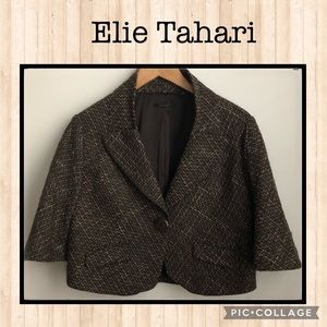 Elie Tahari Brown Tweed Cropped Jacket♥️